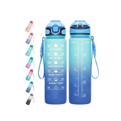 China Amazon Sustainable 1000ml/32oz Water Bottle with Straw, Motivational Water Bottle with Time Marker and Buckle Strap, Leakproof Tritan BPA Free for sale