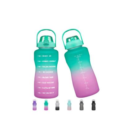 China 3800ml Sports Viable Leakproof Water Bottle With Straws BPA Free Wide Mouth Motivational Water Bottle With Time Marking for sale