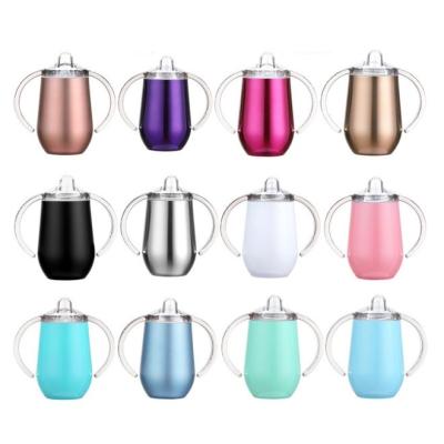 China BPA Free Hot Vacuum Egg Shape Double Wall Insulated Stainless Steel Feeding Bottle 10oz Custom Milk BPA Free Baby Feeding Sippy Cup for sale