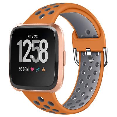 China Size S L Dual Color Breathable Soft Silicone Sports Strap Strap For Fitbit Versa Lite Versa 2 Watch Band for sale