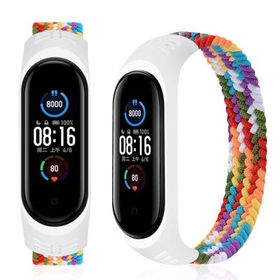 China Plastic Universal Woven Strap For Xiaomi MI Band 6 Rainbow Strap for sale