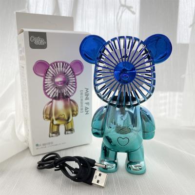 China Hot Selling Cute Mini Fan Hot Selling Cute Gradient Mini Violent Bear Portable USB Table Fan Rechargeable Handheld Electric Fans Three Speed ​​Adjust for sale