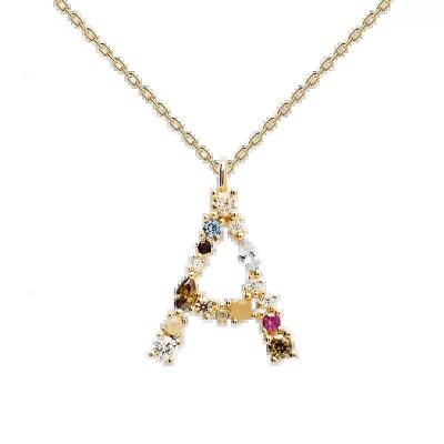 China TRENDY Letter M Alphabet Charm Necklace Opals Pendant Initial F For Women Accessories Wedding Party Jewelry Gift for sale