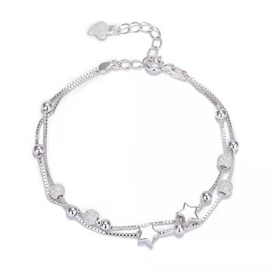 China TRENDY Stylish Double Layers Box Chain Star Around Bead Charm Bracelets &Bangle For Women Girls for sale