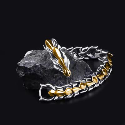 China Trendy Silver Dragon Head Dragon Bracelet Retro Fashion Hip Hop Exaggerated Dragon Bracelet Jewelry Men's Accessories Gifts for sale