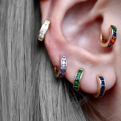 China TRENDY Fashion 18K Gold Plated Colorful Square Circle Zircon Stud Earrings For Women Girls Party Wedding Jewelry Gift for sale