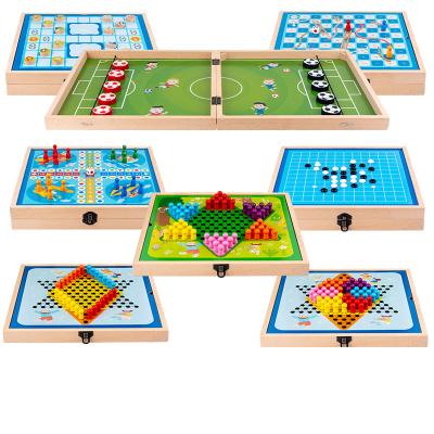 China Multifunctional Wooden Game Chess Fifteen In One Backgammon Board Game Toy Checkers Toys Flying Chess 34*34*5.5cm for sale