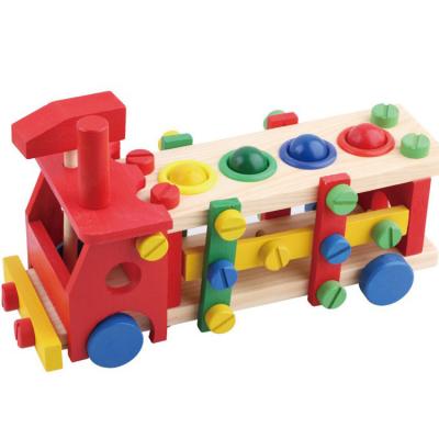 China Children's wooden puzzle knock ball disassembly screw car set disassembly building blocks play car 29.5*12*12.7 for sale