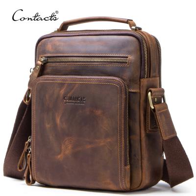 China GENUINE LEATHER Men Messenger Vintage Genuine Leather Pouch Anti Theft 9.7 Inch Genuine Leather Men Shoulder Bag Protective With Many Pockets for sale