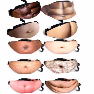 China Inflate Simulation Fanny Bod Money Belt Bag Men Travel Bags Creative Fanny Pack Beer Fat Belly Bum Pouch Pop Dad Waist Flesh Color Bag for sale