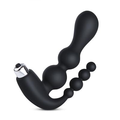 China Silicone Vibrating Double Plugs Anal Vibrator G-spot Beads Lesbian Masturbator Prostate Massager Clitoris Butt Plug Toys For Women for sale