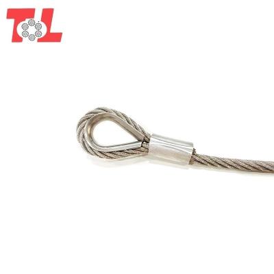 China Stamped Architecture Stainless Steel Wire Rope Sling Buckle with Thimble and Ferrule Stainless Steel Cable for sale