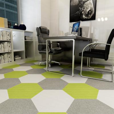 China Best Price Washable Home Floor Plain Color Hexagon Carpet Tiles Kids Room Colorful Workshop For Library for sale