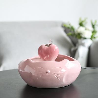 China Heart Shape Design Feeders Automatic Waterer Automatic Filter Enclosed Ceramic Bowl Pet for sale