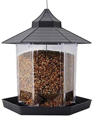 China Amazon Sustainable Hot Sale Garden Yard Decoration Hexagon Shaped Outdoor Bird Feeder With Roof Hanging for sale