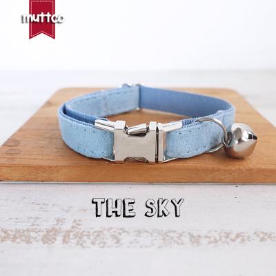 China MUTTCO Custom Retail Handmade Plaid Cool Collar Cat Collar SKY 2 Sizes Cat Collar and Bow Tie UCC032 for sale