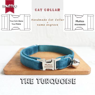 China MUTTCO Custom Retail High Quality Handmade Engraved Metal Buckle Cat Necklace LA TURQUOISE 2 Sizes UCC097 for sale