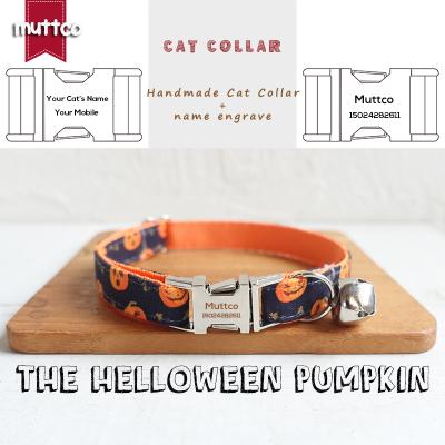 China MUTTCO Viable Retailing Metal Design Engraved Buckle Cat Necklace Unique Folk Helloween Pumpkin Style Cat Necklaces 2 Sizes UCC086 for sale