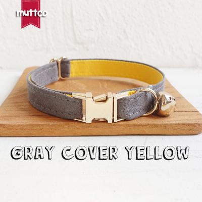 China MUTTCO Custom Retail With High Quality Gold Metal Buckle Collar For Cat YELLOW GRAY COVER Design Cat Collar 2 Sizes UCC026J for sale