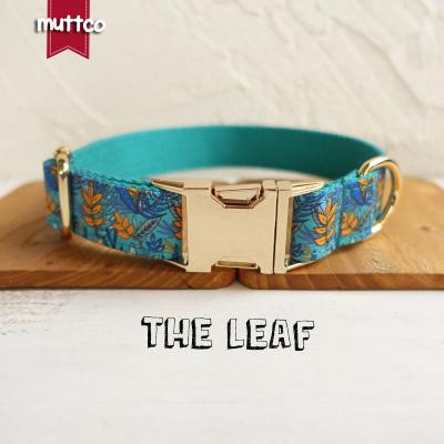 China MUTTCO Custom Selling Retail Handmade Dog Collar Colorful LEAF 5 Sizes Dog Collar Leash UDC066J for sale