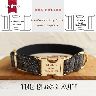 China MUTTCO Custom Retailing Self-Design Lovely Handmade Dog Leash BLACK SUIT Design Dog Collar UDC007J 5 Sizes for sale