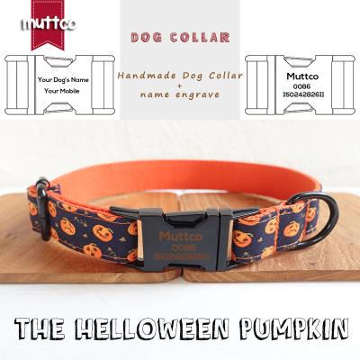 China MUTTCO Viable Individual Customized Pet Supplies HELLOWEEN PUMPKIN Resistance To Bite Dog Collar Leash Puppy Accessory 5 Sizes UDC086H for sale