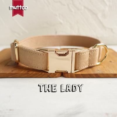 China MUTTCO custom retailing LADY 5 sizes handmade light brown satin self-design dog collar poly and nylon dog collar and leash UDC027J for sale