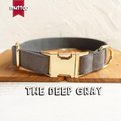 China Custom MUTTCO Retailing Handmade Collar DEEP GRAY Satin Poly and Gray Nylon Dog Collar and Leash UDC025J 5 Sizes for sale