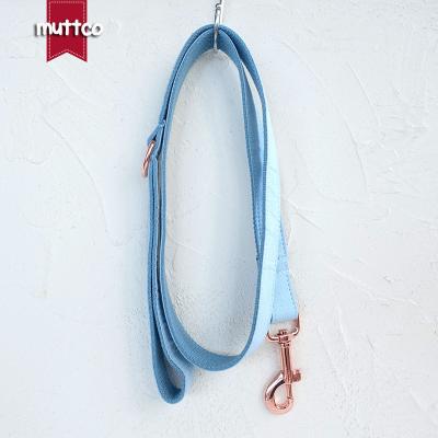 China MUTTCO custom selling handmade satin self-design retail collar and SKY nylon leash UDC032M poly wathet blue 5 sizes dog for sale