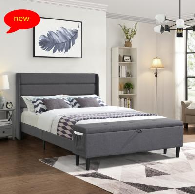 China Wholesale Cheap Luxury Californian Cloth Full Modern Full Queen Queen King Size Wooden Platform Bed Twin Frame With Storage for sale