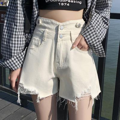 China 2021 New QUICK DRY Wholesale Women Girls Pockets Denim Fashion Style Summer A Line Jeans Pants Zipper Jeans High Waist Unedged Short Pants for sale