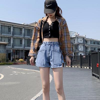 China 2021 New Arrival Women Girls Jeans Shorts Korean Style Summer QUICK DRY Slim Fit Jeans Pants High Waist Zipper Lady Denim Short Pants for sale