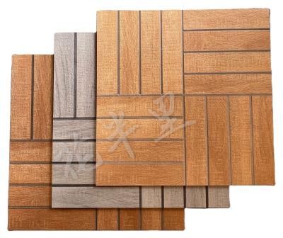 China Dark Gray Wood Grain Brick Rustic Anti Slip Porcelain Tiles for sale