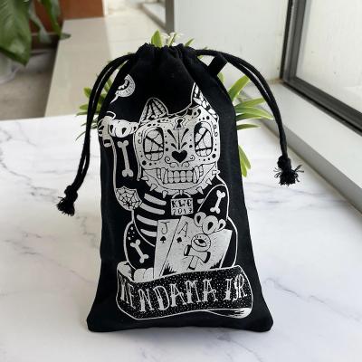 China Recyclable Black Drawstring Cotton Canvas Bag for sale