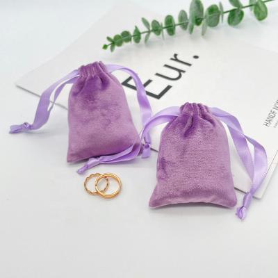 China Recyclable Purple Velvet Sliver Jewerly Bags Velvet Bag In Luxury And Packaging Jewelry Display for sale