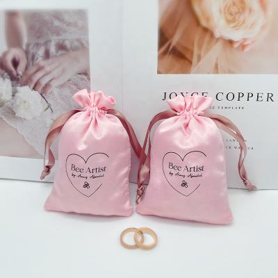 China New Design Recyclable Promotional Luxury Dust Small Custom Gift Satin Dust Suction String Pouch Bags With Logo for sale