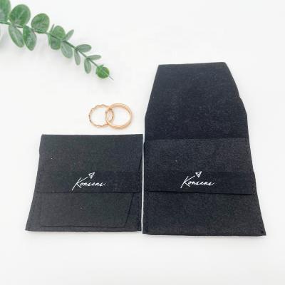 China Custom Logo Jewelry Packaging Soft Luxury Clear Drawstring Envelope Flap Jewelry Envelope Dust Bag Pouch for sale