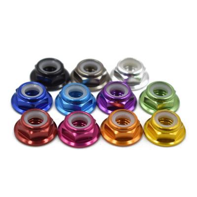 China General Industry M2 M3 M4 M5 M6 Hex Flange Hex Insert Aluminum Colored Anodized Nylon Lock Nut For RC for sale