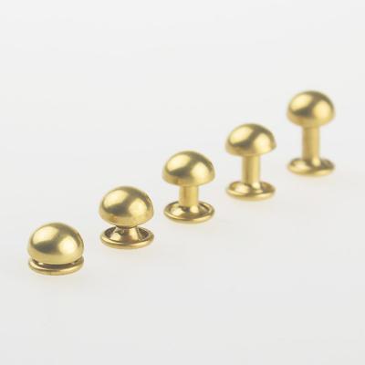 China Shoes 4mm-15mm Non-plating Gold Color Solid Brass Mushroom Cap Rivet for sale