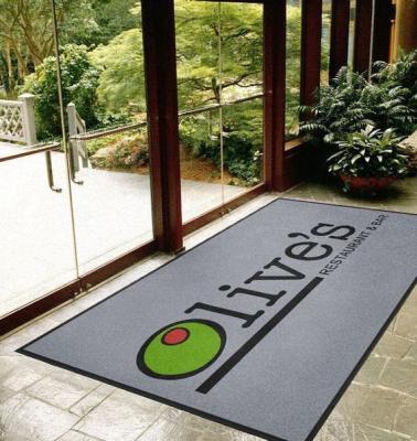 China Home Decoratie Rectangle Custom Carpet Printed Logo Doormatten voor binnen-buiten ingang Te koop