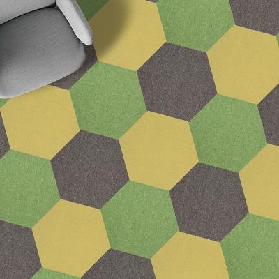 China Modern 50x50 Hexagon Nylon Carpet Tile in 40 Colors Perfect for Offices and Hotels for sale