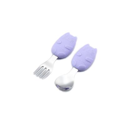 China 2021Kids Grade Silicone Reusable Silicone Spoon And Fork Edible Set Baby Dishes For Children's Tableware for sale