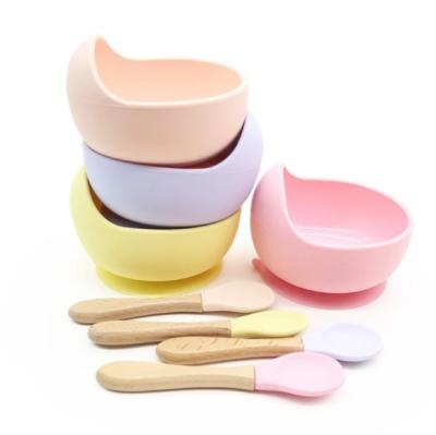 China 2021 High Quality Baby Feeding Silicone Minimalist Silicone Bib Bowl Cup Spoon Set Portable Tableware For Kids Travel Cutlery Set for sale