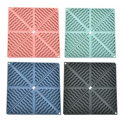 China Wholesale Viable Folding Non-slip Silicone Waterproof Hot Pads Stand Up Square Tripod Mat Pad for sale