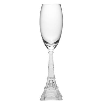 China Unique Champagne Wine Martini Glasses Novelty Decorative Clear Eiffel Tower Stem Flutes for sale