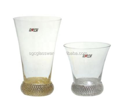 China Wholesale Minimalist Glass Cup Diamond Base Drinking Glass Mug Handmade Water Goblets Diamond Base Drinking Glass Cup for sale