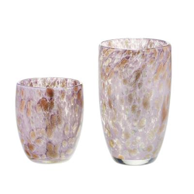 China New popular type minimalist handmade sets of glass with rose point retro drinks glass sets cool gold glass points for sale