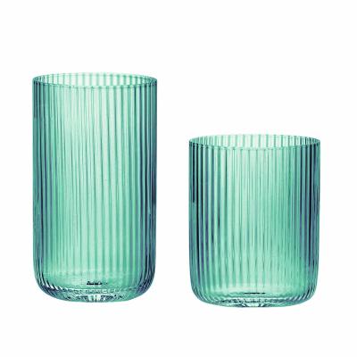 China Minimalist Custom Lead Free Handmade Lake Green Color Band Tumbler Glasses For Drinking for sale