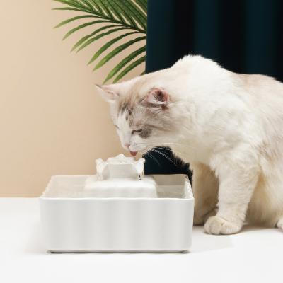 China Automatic Ceramic Cat Pet Drinking Fountain Dog Pet Drinking Station Automatic Water Bowl for sale