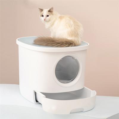 China Sustainable Pet Products Plastic Cat Toilet Cat Litter Box With Litter Scoop for sale